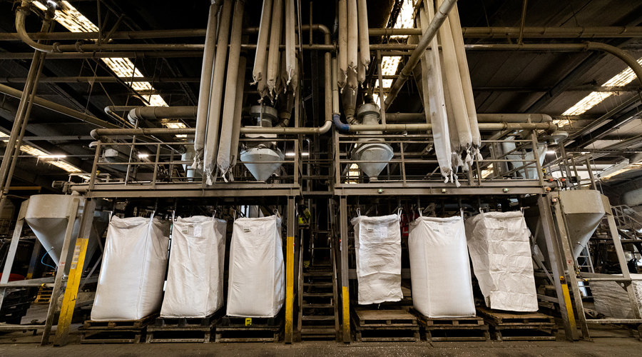 Big bag waar het recyclaat in opgeslagen wordt